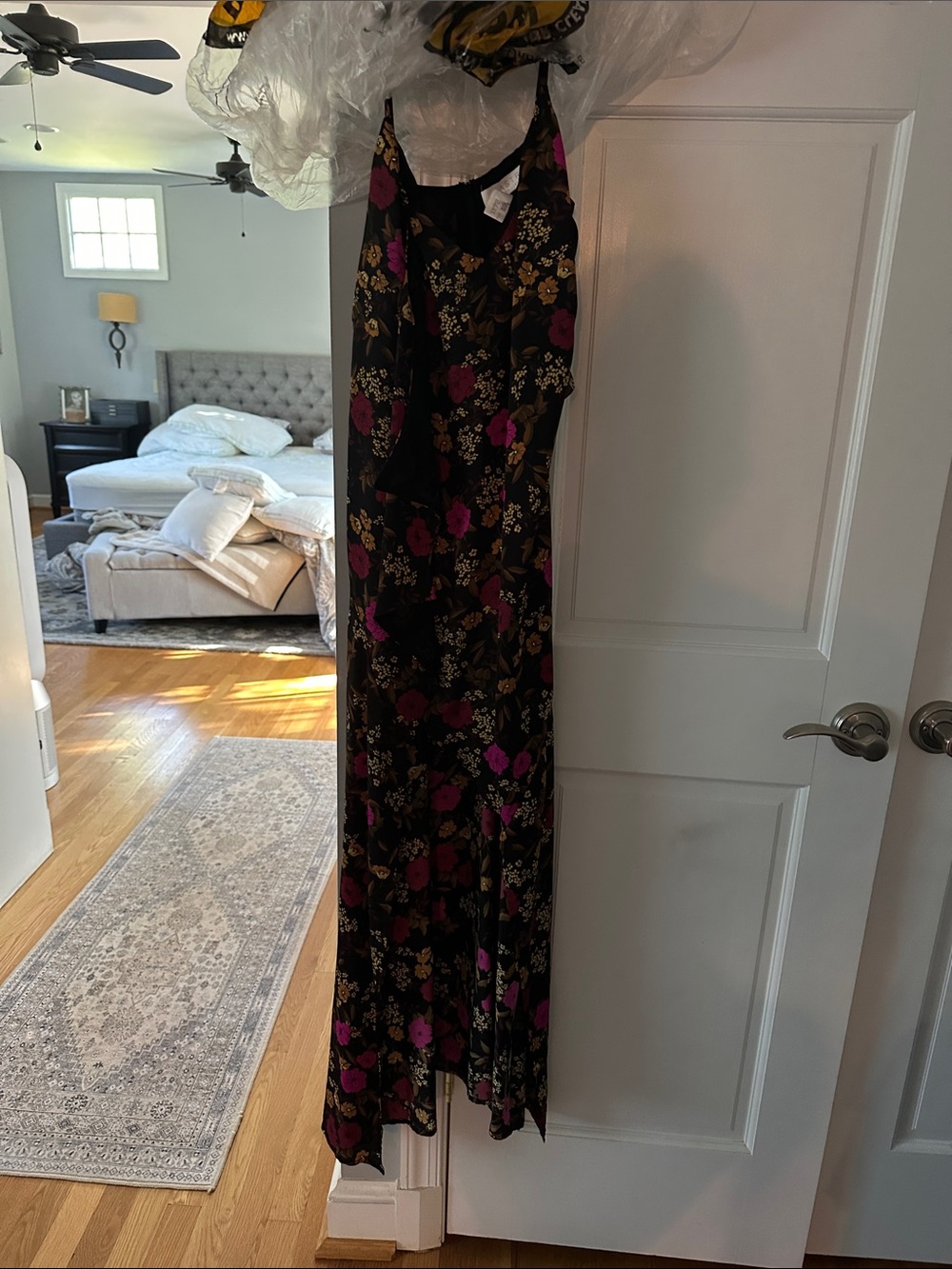 Astr Floral Black Maxi Dress with Pink and Gold Flowers